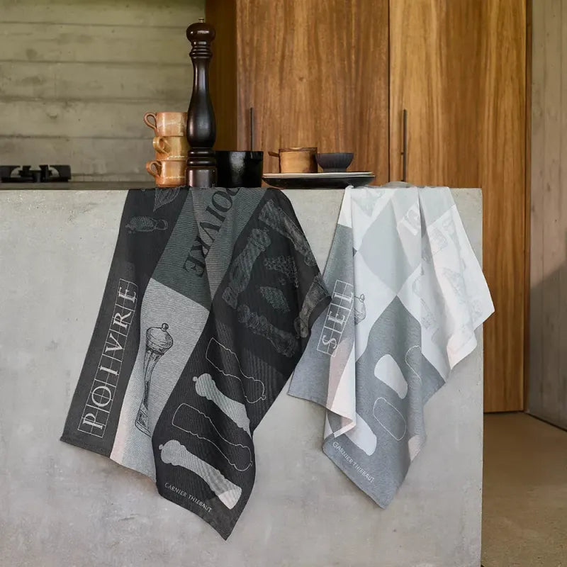 Linge à vaisselle, Jacquard Les Salières Calcite,Garnier-Thiebaut