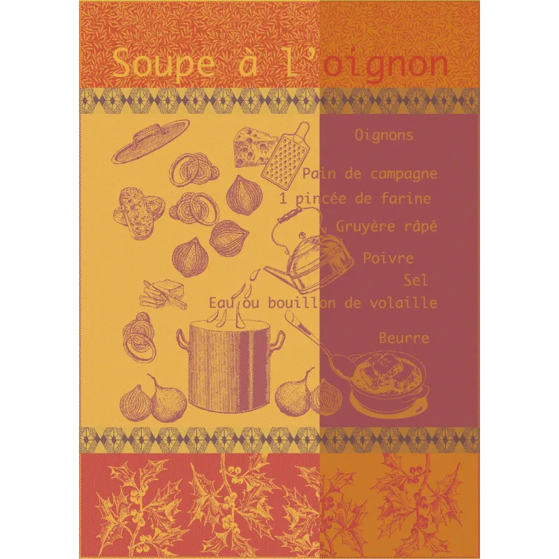 Linge a vaisselle, jacquard Soupe A L'Oignon Rouille Garnier-Thiebeaut