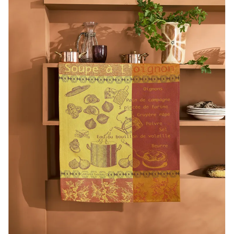 Linge a vaisselle, jacquard Soupe A L'Oignon Rouille Garnier-Thiebeaut