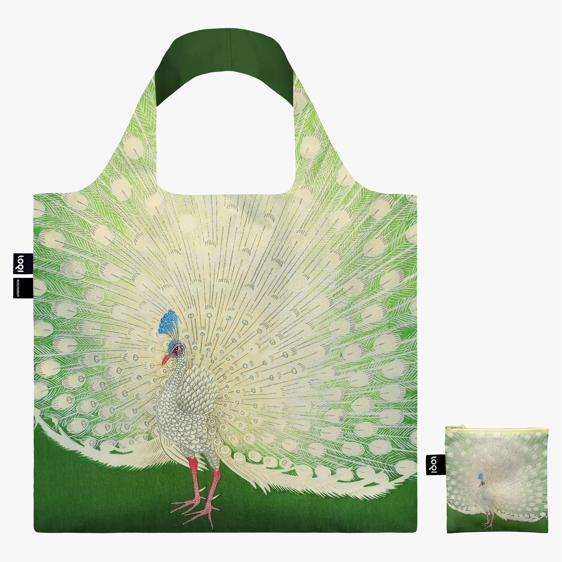 Loqi sacs shopping pliable avec pochette 50 cm Peacock