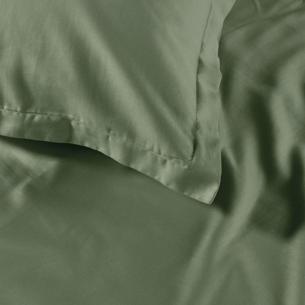 housse de couette en satin de coton vert sauge